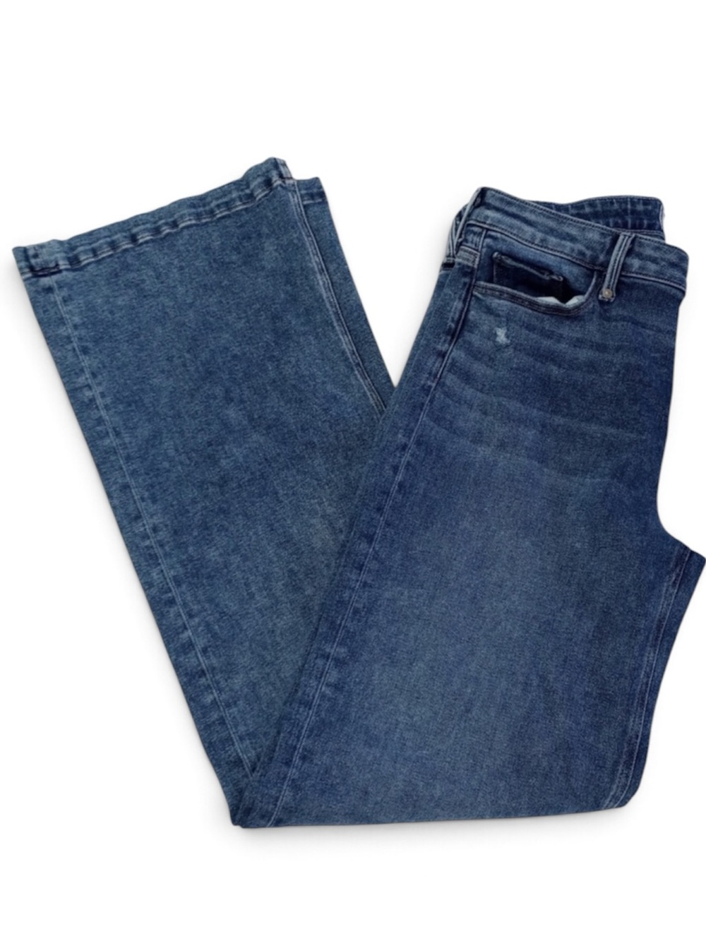 Paige high-rise wide-leg jeans in the Shea Distressed wash, size 30